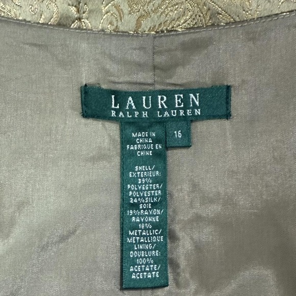 Ralph Lauren Suit Vest Women's 16 Gold Paisley Jacquard Formal Evening Blazer - Picture 5 of 9